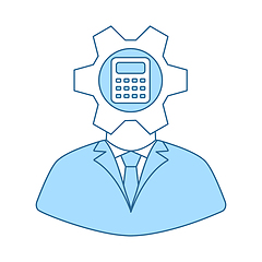 Image showing Analyst With Gear Hed And Calculator Inside Icon