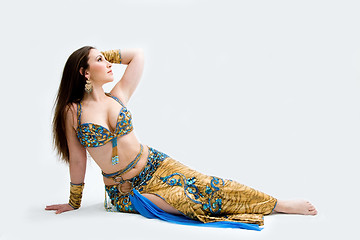 Image showing Belly dancer in blue