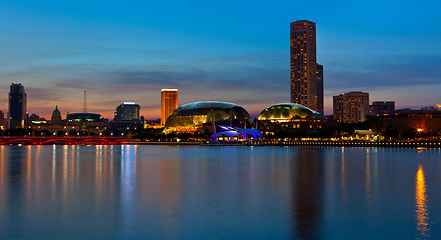 Image showing Singapore skyline evening