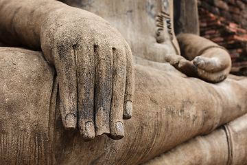 Image showing Buddha statue hand close up detail