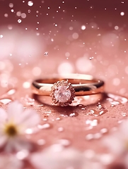 Image showing Elegant Rose Gold Droplets on a Diamond Ring