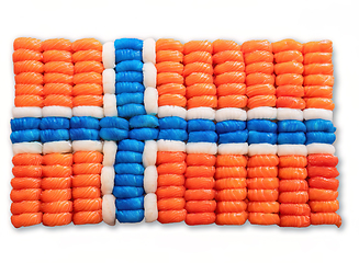 Image showing Sushi pieces in the shape of a Norwegian flag