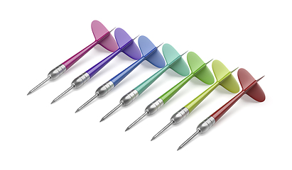 Image showing Row with different colored darts