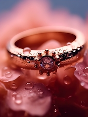 Image showing Gleaming Purple Diamond in Gold Ring