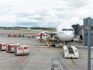 Image showing Emirates Boeing 777-300ER at Oslo Airport, Gardermoen