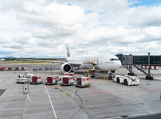 Image showing Emirates Boeing 777-300ER at Oslo Airport, Gardermoen