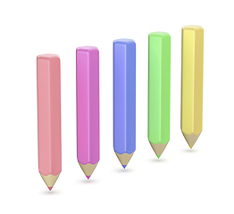 Image showing Five cartoon style colored pencils