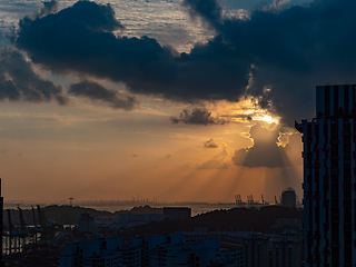 Image showing Cloudy sunset in Singapore