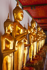 Image showing Standing Buddha statues, Thailand