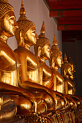 Image showing Sitting Buddha statues, Thailand