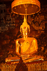 Image showing Sitting Buddha statue close up, Thailand