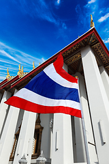 Image showing Thailand flag and Buddhist temple