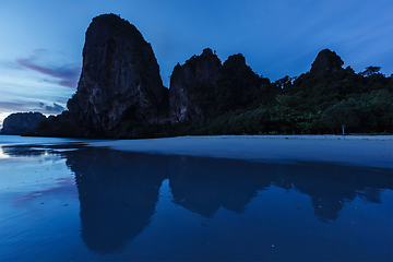 Image showing Sunset on Pranang beach. Railay , Krabi Province Thailand