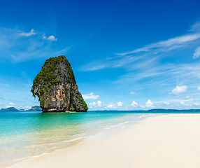 Image showing Idyllic beach, sand, sea, sky