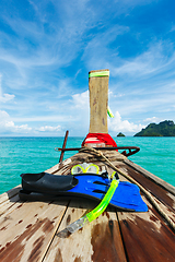 Image showing Snorkeling set on boat