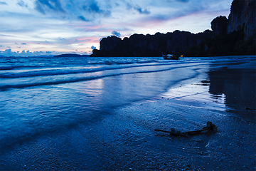 Image showing Sunset on Railay beach. Railay , Krabi Province Thailand