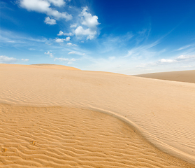 Image showing White sand dunes on sunrise, Mui Ne, Vietnam