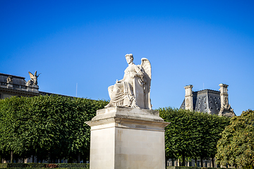 Image showing History statue near the Triumphal Arch of the Carrousel, Paris, 