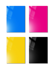 Image showing CMYK booklets set mockup on white background