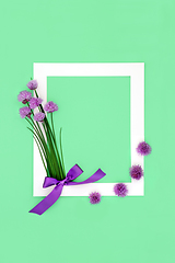 Image showing Edible Chives Herb Flower Background Border