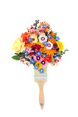 Image showing Surreal Summer Flowers Paintbrush Colourful Splatter