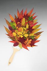 Image showing Autumn Leaves Vibrant Red Paintbrush Abstact Splash