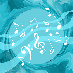 Image showing Musical notes dancing inside huge sea waves