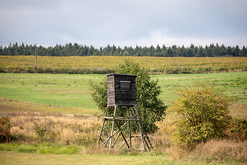 Image showing Wooden Hunters High Seat, hunting tower