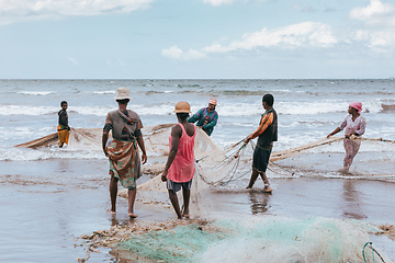 Image showing Native Malagasy fishermen fishing on sea, Madagascar