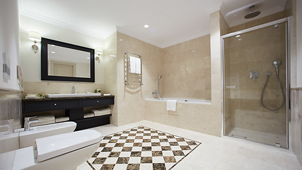 Image showing The clean and fresh bathroom in hotel