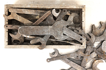 Image showing Collection of old rusty wrenche