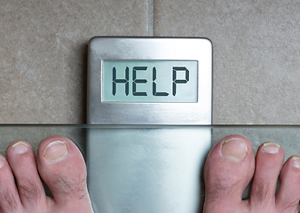 Image showing Man\'s feet on weight scale - Help