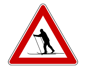 Image showing Attention sign cross-country skiing