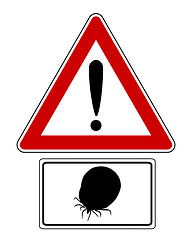 Image showing Attention sign with optional label soaked tick