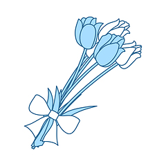 Image showing Tulips Bouquet Icon With Tied Bow