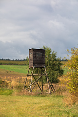 Image showing Wooden Hunters High Seat, hunting tower