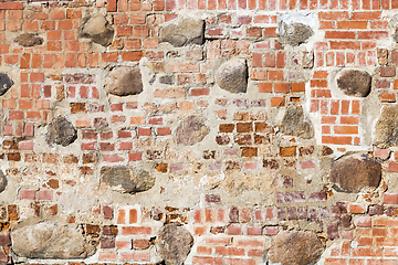 Image showing stone brick wall restoration