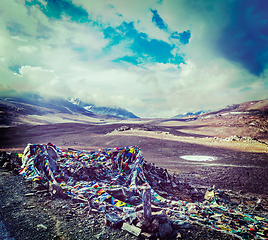 Image showing Buddhist prayer flags lungta in Himalayas