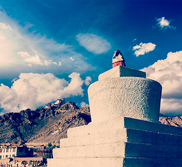 Image showing Whitewashed chorten in Leh, Ladakh, India