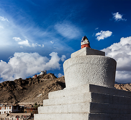 Image showing Whitewashed chorten in Leh, Ladakh, India