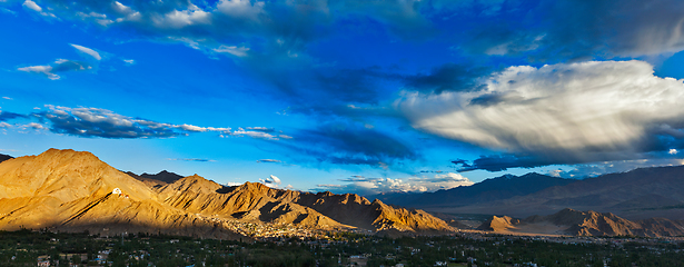 Image showing Sunset panorama of Leh. Ladakh, India