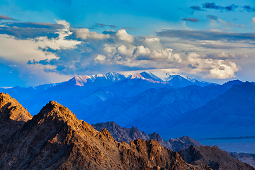 Image showing Himalayas mountains on sunset