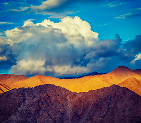 Image showing Himalayas mountains on sunset