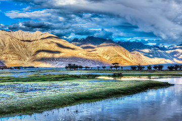 Image showing Nubra river in Nubra valley in Himalayas