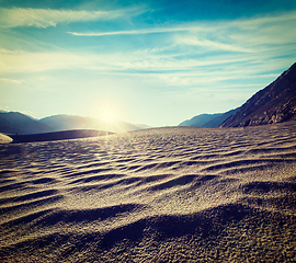 Image showing Sand dunes. Nubra valley, Ladakh, India