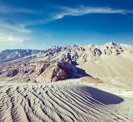 Image showing Sand dunes. Nubra valley, Ladakh, India