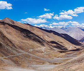 Image showing Himalayan landscape with road, Ladakh, India