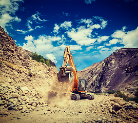 Image showing Road construction in Himalayas