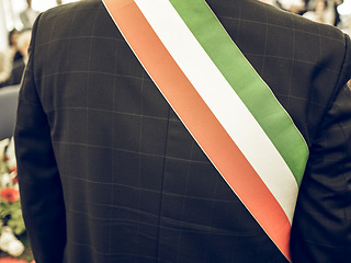 Image showing Vintage looking Italian mayor with sash