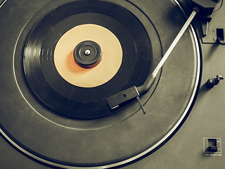 Image showing Vintage looking Vinyl record on turntable